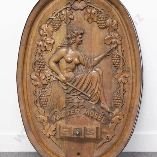 Large Carved Oak Oval Cask Head (Mutter Mosel)