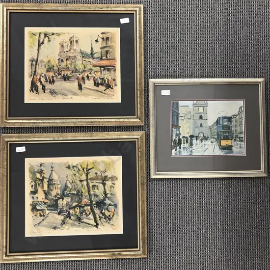 Three Framed City Scenic Works