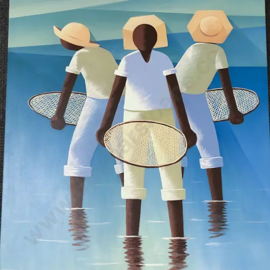 Large Acrylic On Canvas "Panning For Gold"