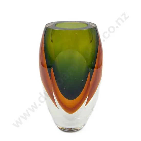 Heavy Multicolored Art Glass Vase