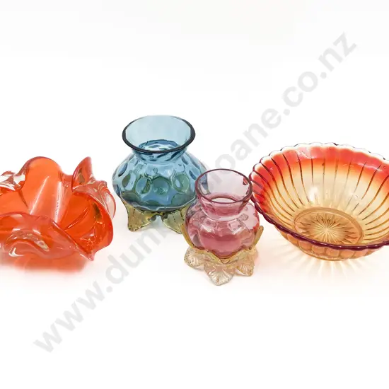 Four Pieces of Assorted Art Glass