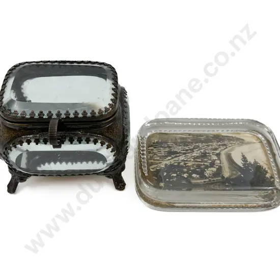 Souvenir Paperweight Together With Mirrored and Glazed Jewellery Box