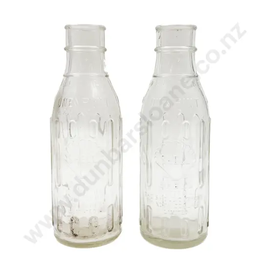 Pair of Glass Shell Motor Oil Bottles