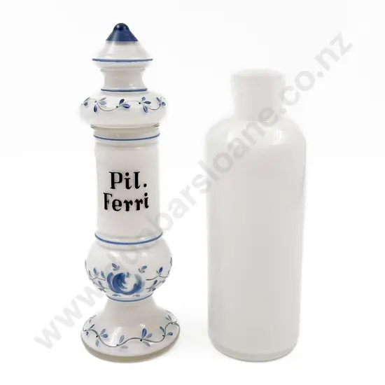 Glass Apothecary Jar Together With Frosted Glass Bottle