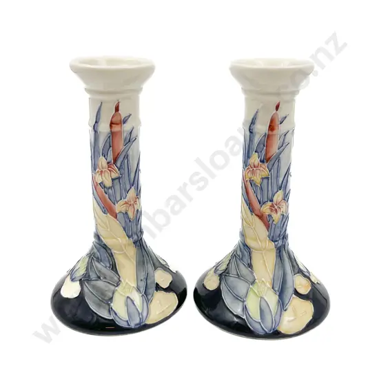 Pair of Floral Decorated Ceramic Candle Holders