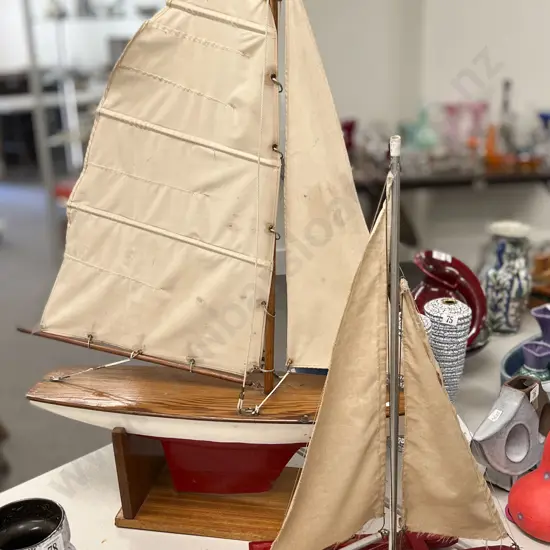 Model Pond Yacht Together With Smaller Model Boat