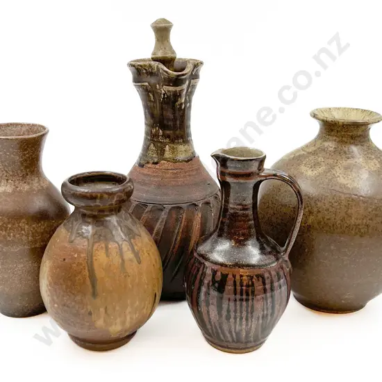 Five Assorted NZ Pottery Jugs and Vases