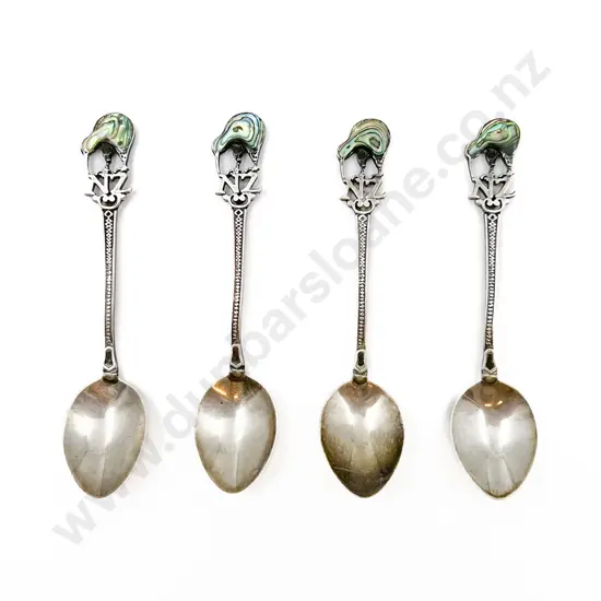 Four NZ Silver and Paua Teaspoons