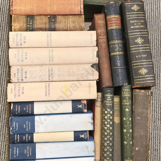 Box of Assorted Books Including Four Volumes of Winston S Churchill Second World War