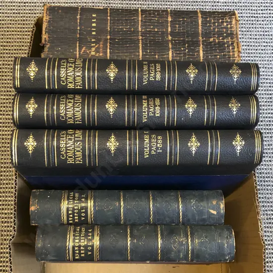 Small Box of Books Including Three Volumes of Cassell's Romance Of Famous Lives