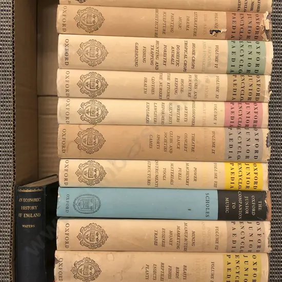 Box of Assorted Oxford Junior Encyclopedia Volumes