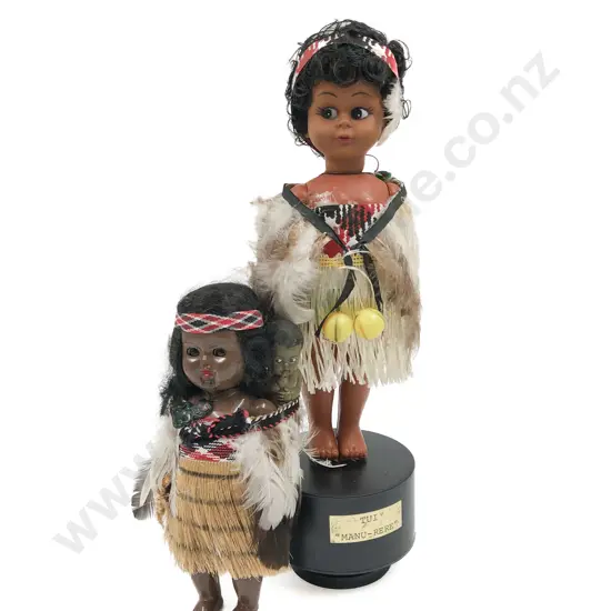 Two NZ Maori Dolls Incl. Tui "Manu-Rere" - Musical Maori Maiden