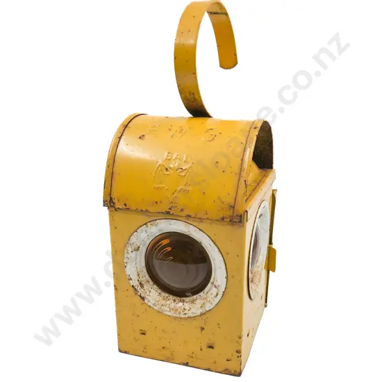 Vintage E M G Initialed Yellow Painted Lantern