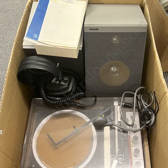 Vintage Record Play and Associated Phillips Speakers