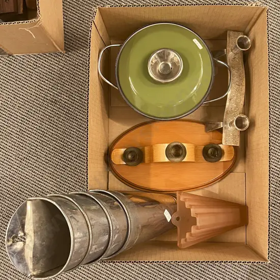 Box of Assorted Vintage Including Wall Sconces and Candle Holders etc