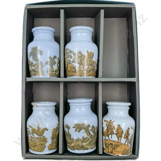 Five Pratt Ware Paste Pots