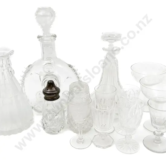 Qty of Assorted Crystal and Glassware Including Decanters (faults) and Hollow Stemmed Champagne Glasses