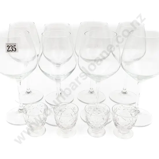 Eight Wine Glasses and Four Crystal Liqueur Glasses