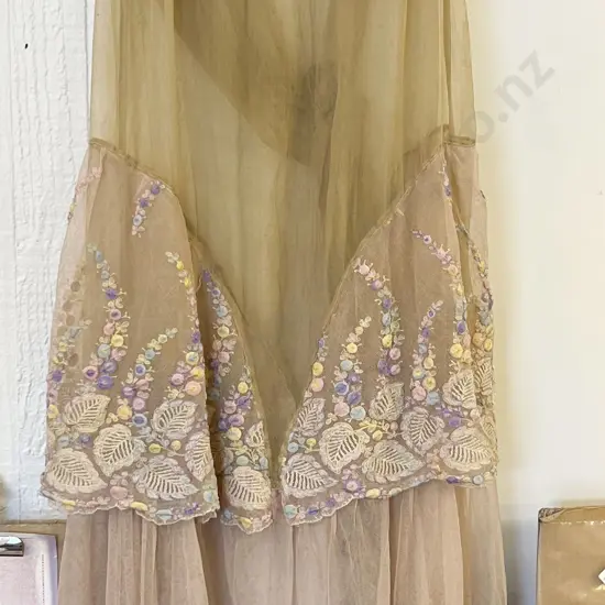 Vintage Edwardian Lace Gown with Floral Designs