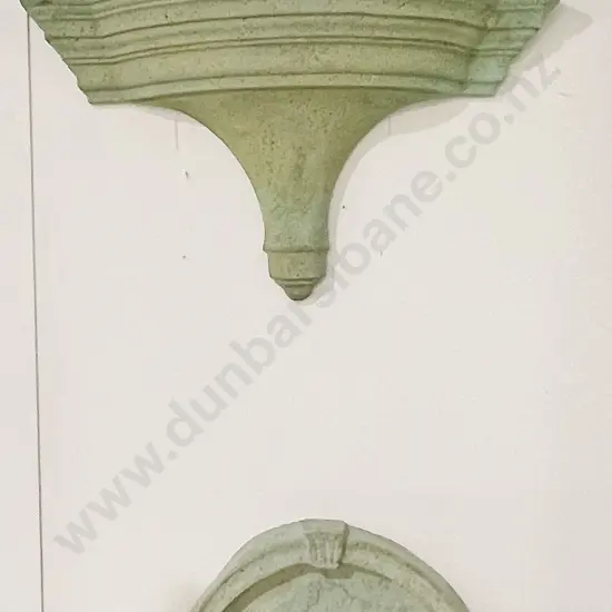 Two Relief Molded Wall Mounted Plaster Water Fountains