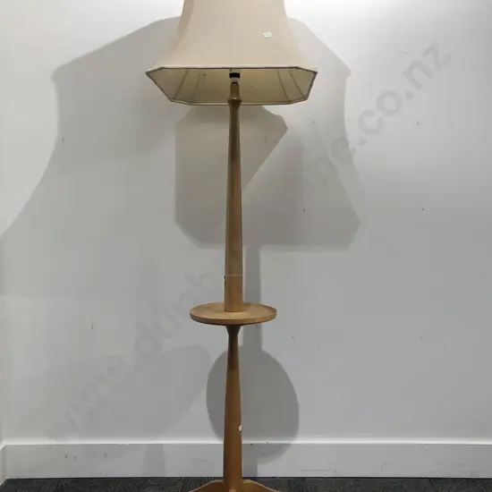 Mid Century Standard lamp with Circular Table Middle Together with Three Assorted Lamp Shades