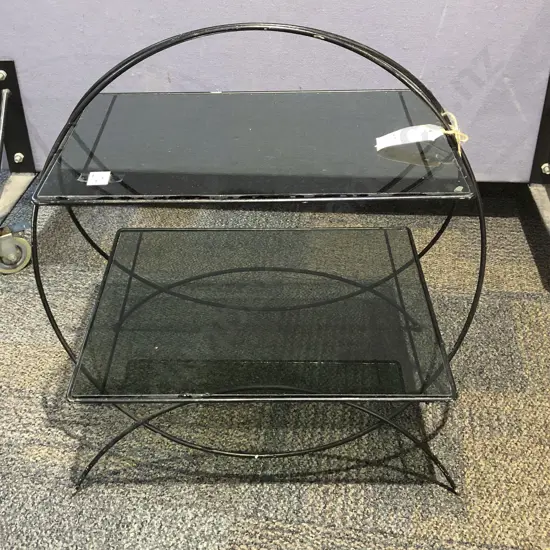 Retro Glass Topped Two Tier Coffee Table