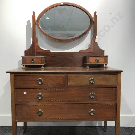 Victorian Inlaid and Mirrored Back Dressing Chest