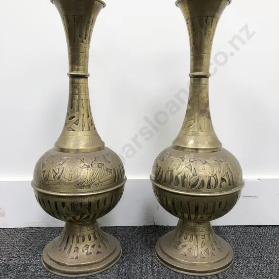 Pair of Egyptian Brass Vases