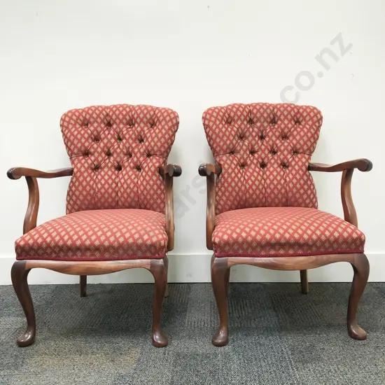 Pair of Button Backed Arm Chairs