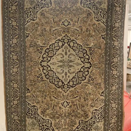 Antique Faded Persian Rug (Some Edge Fraying) With Cotton Silk Highlights