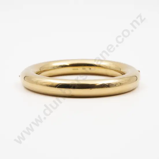 18ct Plain Round Hollow Hinged Snap Bangle