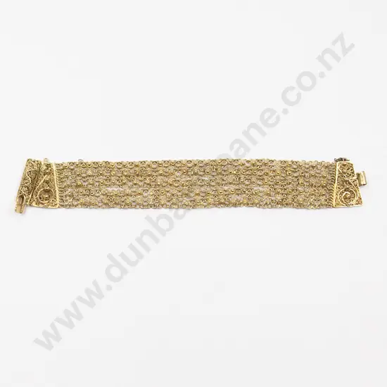 18ct Five Row Fancy Chain and Bead Link Bracelet