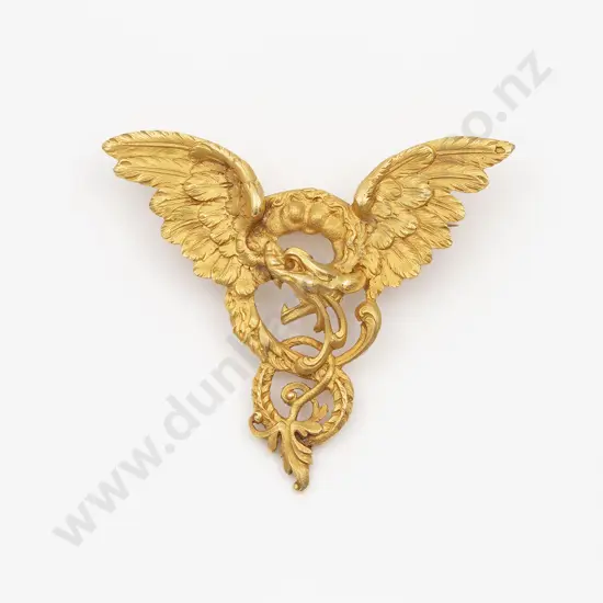 Antique 18ct Winged Dragon Brooch