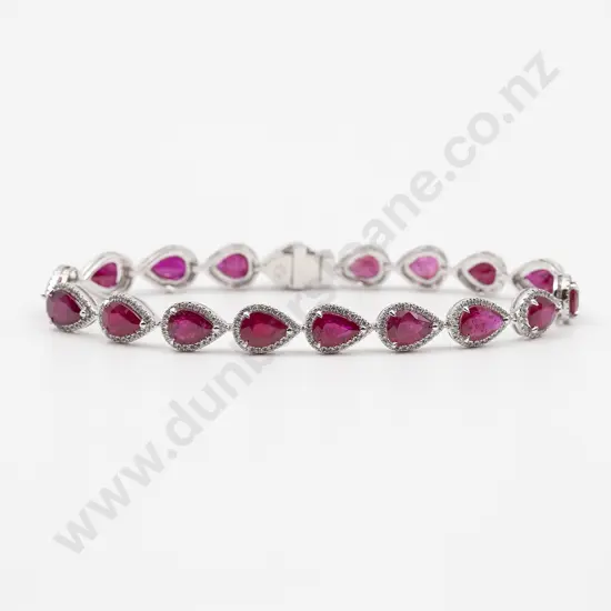 All Platinum Ruby and Diamond Tennis Type Bracelet