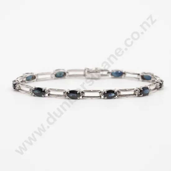 14ct White Gold Ten Stone Sapphire Bracelet