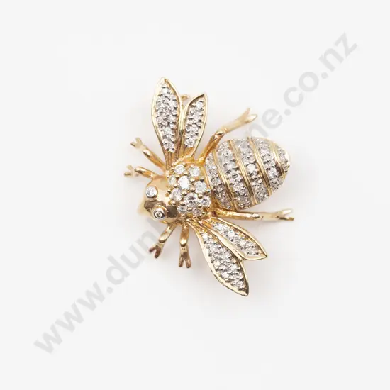 14ct 47stone Diamond Bee Brooch/Pendant
