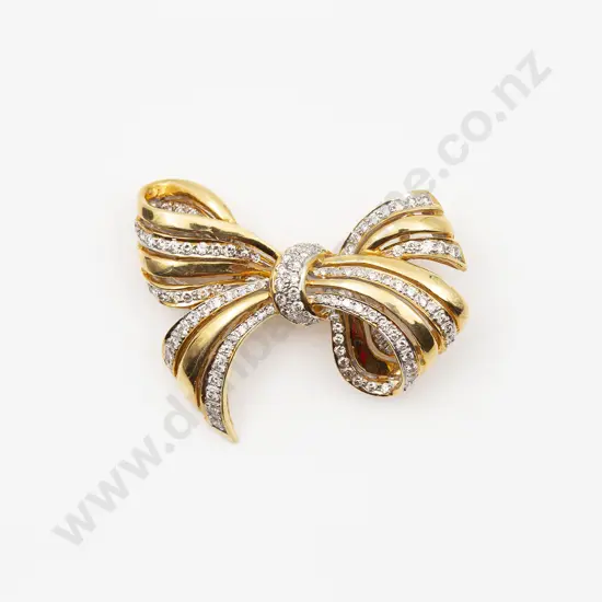 18ct 107stone Diamond Bow Brooch