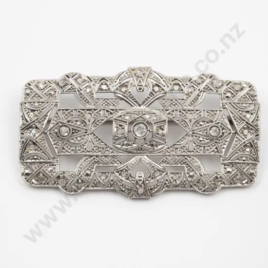 Art Deco All Platinum Diamond Brooch