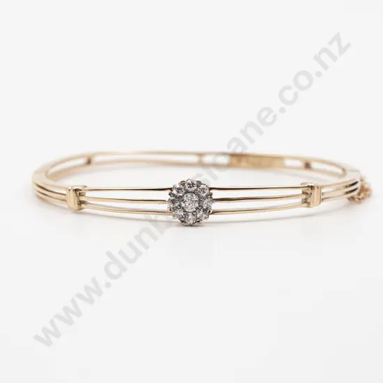 Edwardian 14ct Diamond Hinged Snap Bangle