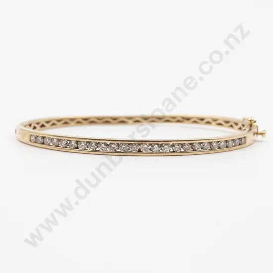 10ct 24stone Diamond Hinged Snap Bangle