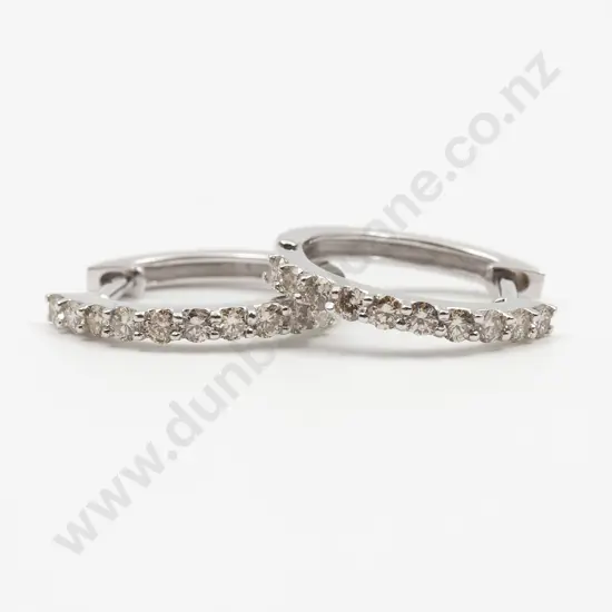 Pair 18ct White Gold and Diamond Hoop Earrings