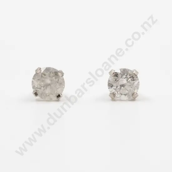 14ct White Gold Diamond Stud Earrings
