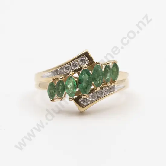 10ct 17stone Emerald and Diamond Dress Ring