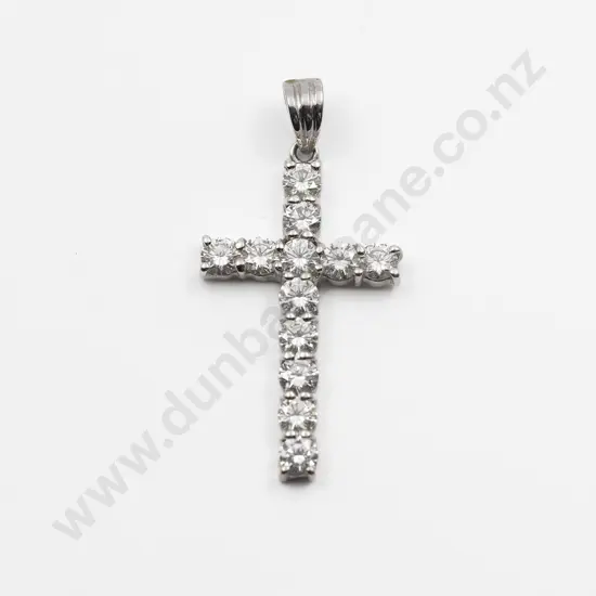 20ct White Gold Diamond Cross Pendant