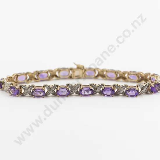 9ct Amethyst and Diamond Bracelet