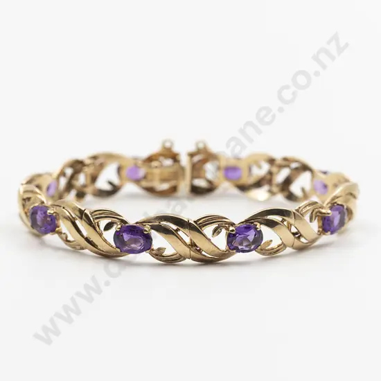 9ct Eight stone Amethyst Bracelet