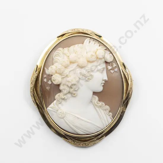 Victorian Grand Tour 9ct Framed Cameo Brooch
