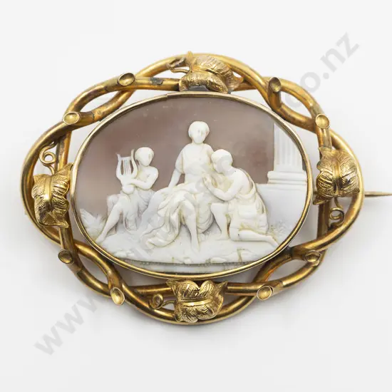 Large Victorian 9ct Framed Cameo Brooch