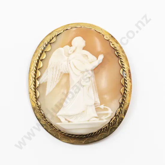 Victorian 9ct Framed Large Cameo Brooch