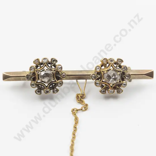 Victorian 15ct Diamond Bar Brooch